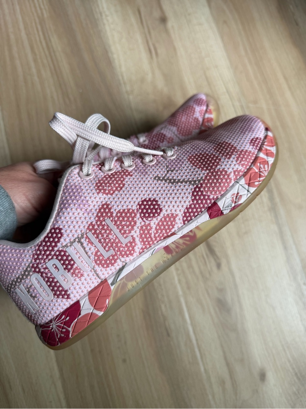 NOBULL Blush Cherry Blossom women's trainers in a pink floral design